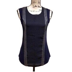 J Crew chiffon jersey metal sequins navy tank XS